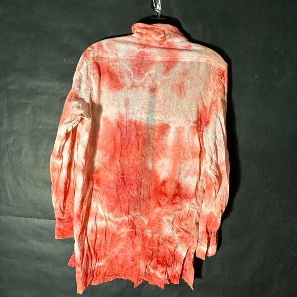 Lauren Ralph Lauren Pink Shirt Size Small Button Up Barbiecore Blouse Tie Dye - Picture 7 of 7